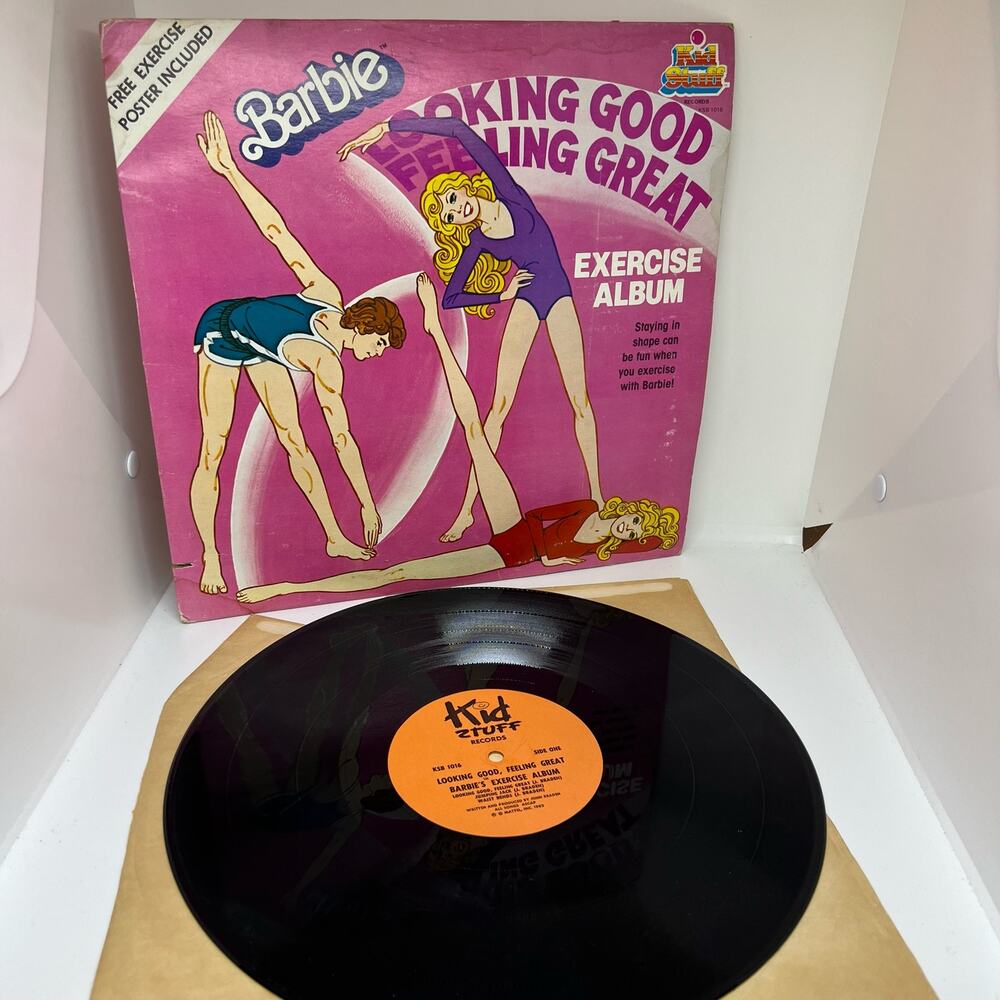 Vintage Barbie Looking good feeling great  Exercise Album with poster